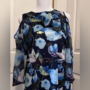 Floral Top with Cold Shoulders Size Small